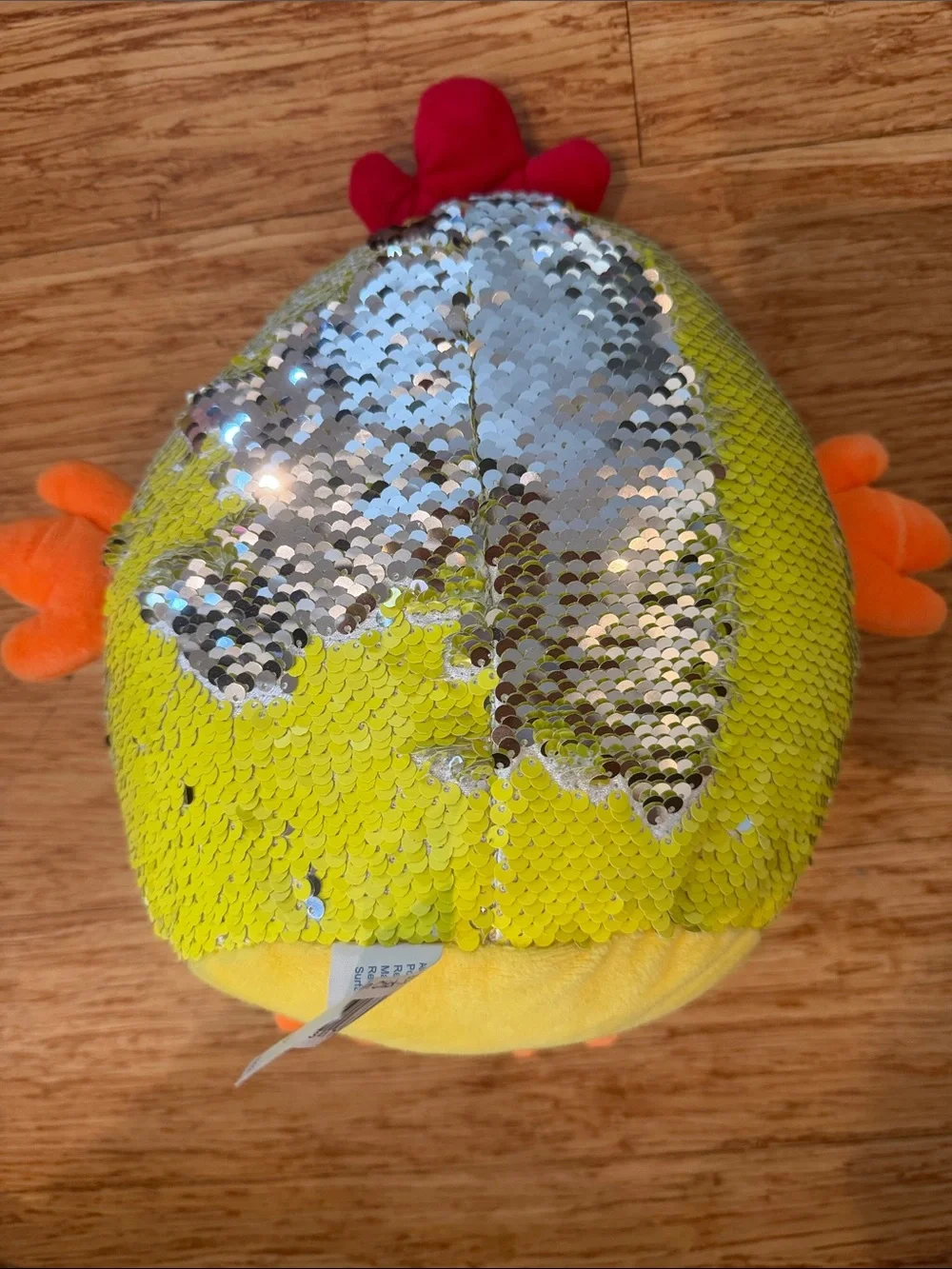 Gund Yellow Sequin Chick Plush with Orange Accents